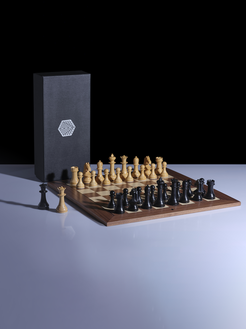 European Chess with walnut board with 50mm coordinates