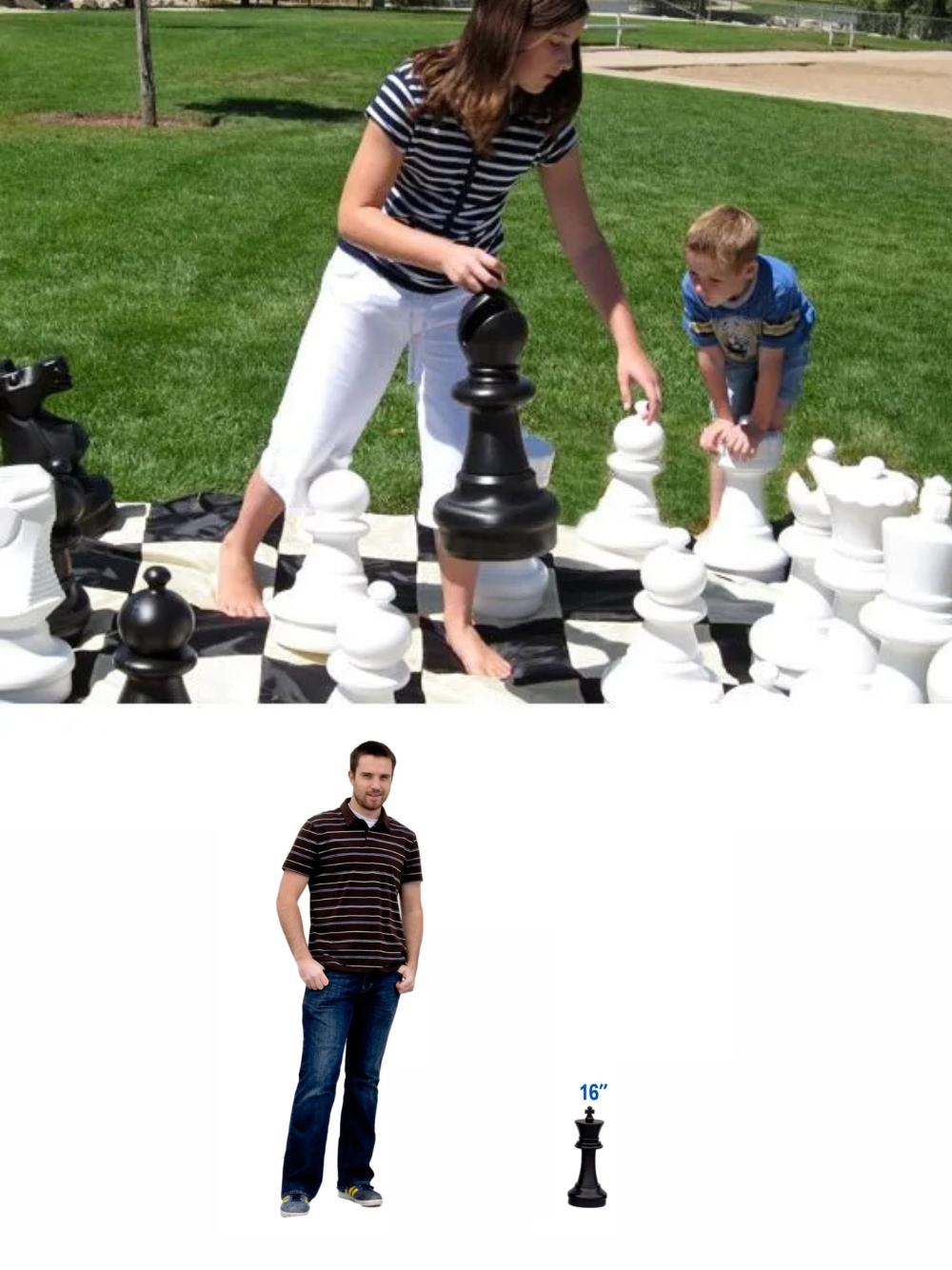 16″ Giant Outdoor Chess Set with Board