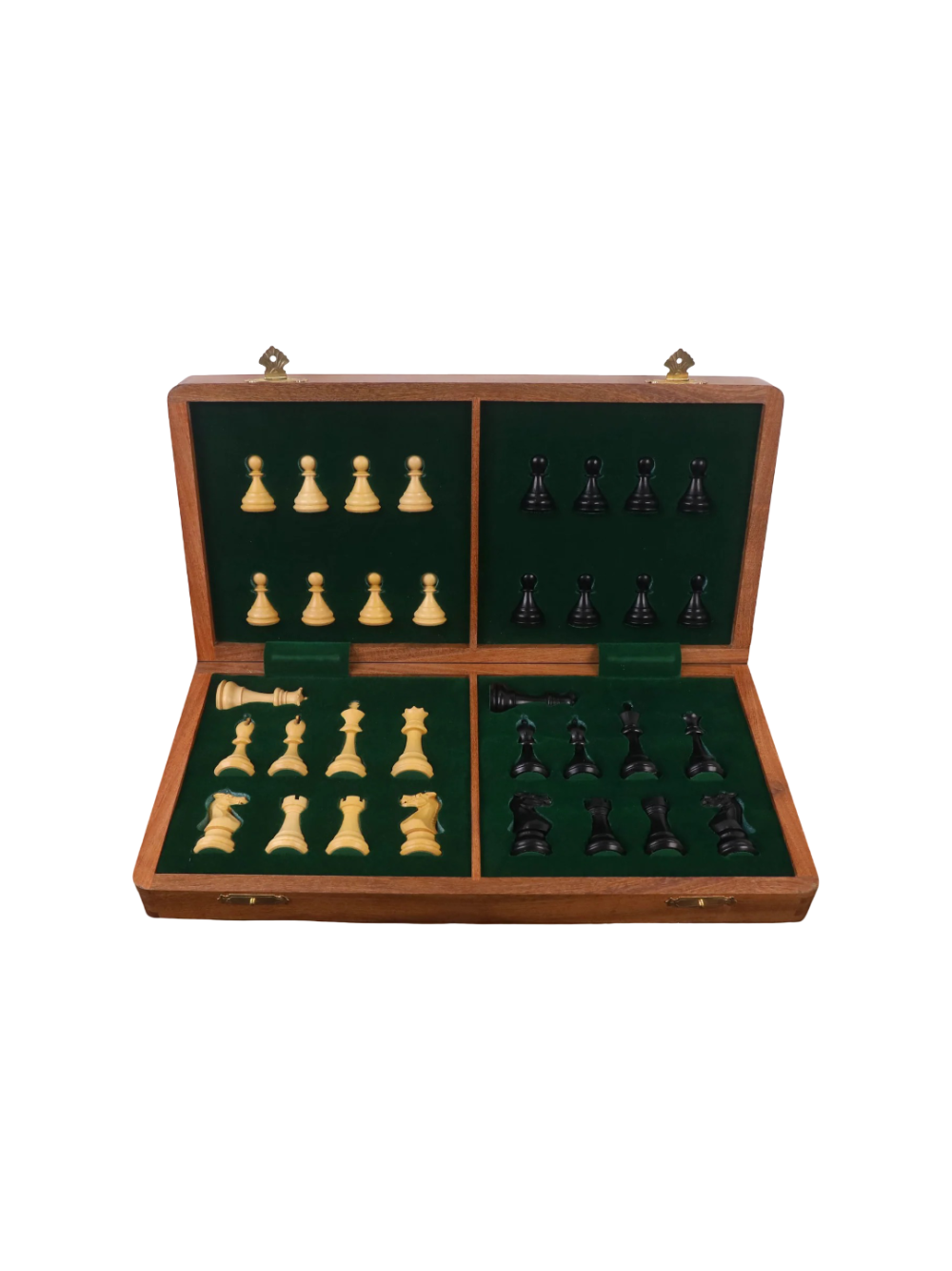 16" Premier Series Magnetic Travel Chess Set- Ebony & Maple Wood Board with Ebonised Boxwood Pieces