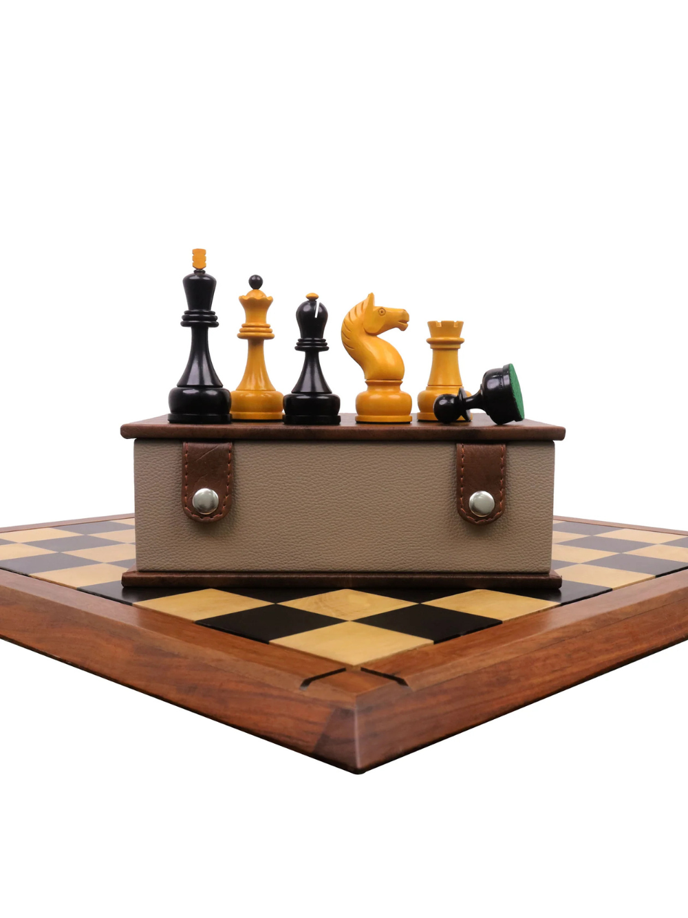 1960's Soviet Championship Tal Chess Set - Antiqued Boxwood Pieces