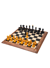 1960's Soviet Championship Tal Chess Set - Antiqued Boxwood Pieces with 21" Board & Box