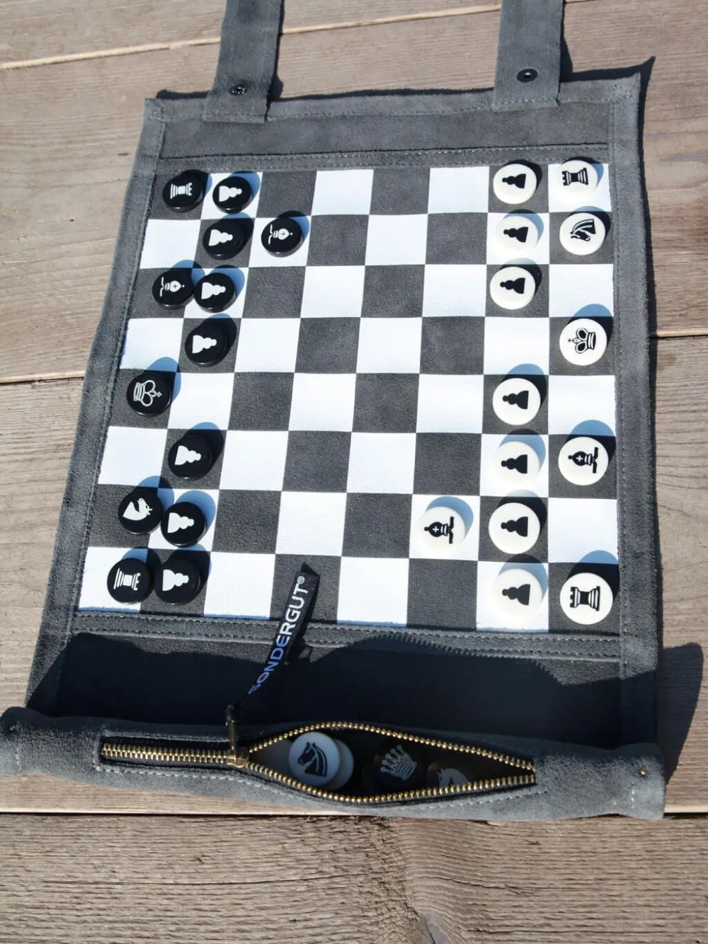 Sondergut Chess/Checkers Roll-Up Travel Set