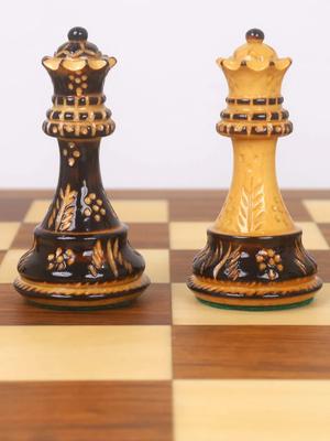 20” Legacy Golden Rosewood Chess Board with 4” Professional Staunton Pieces (Gloss Finish)