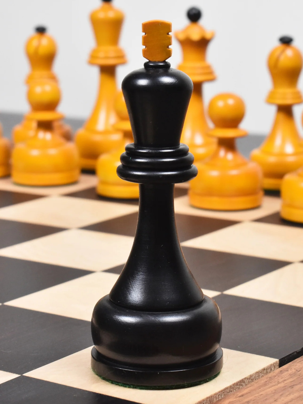 1960's Soviet Championship Tal Chess Set - Antiqued Boxwood Pieces with 21" Board & Box