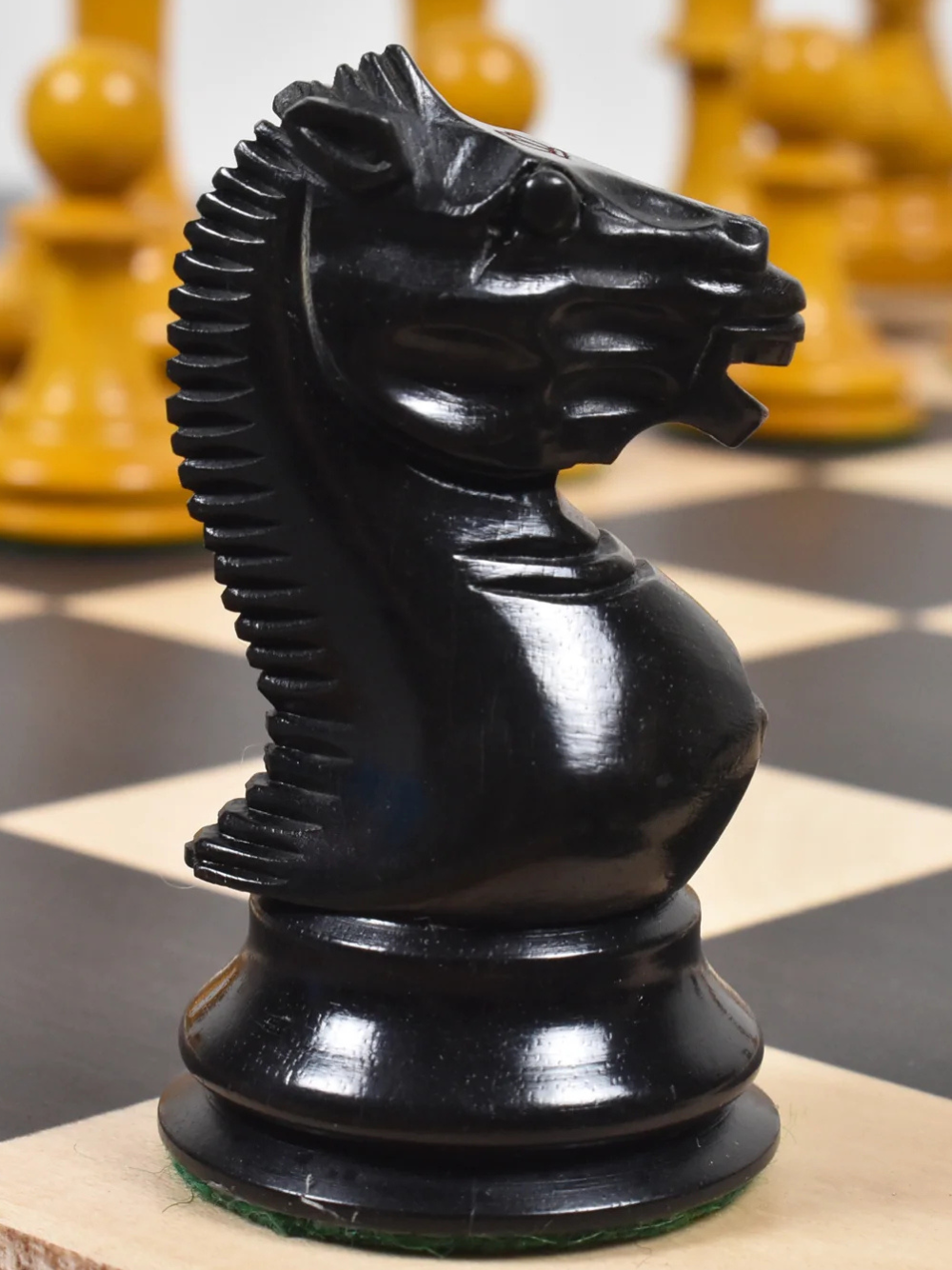 1852-55 Harrwitz Staunton Chess Pieces Antiqued Boxwood and Ebony - 3.5" King - image 1