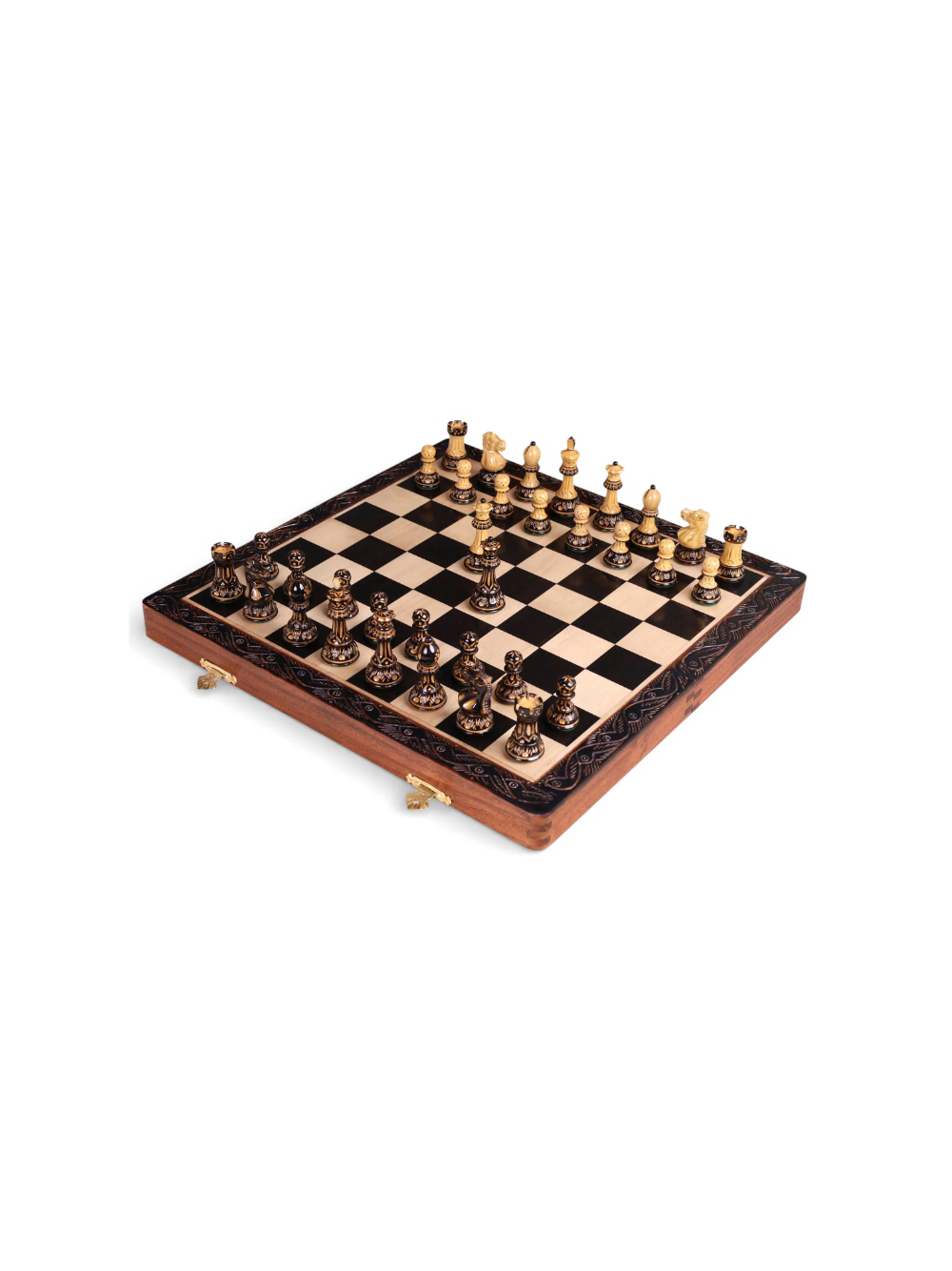 Laurel Series Burnt Carving Chess Set