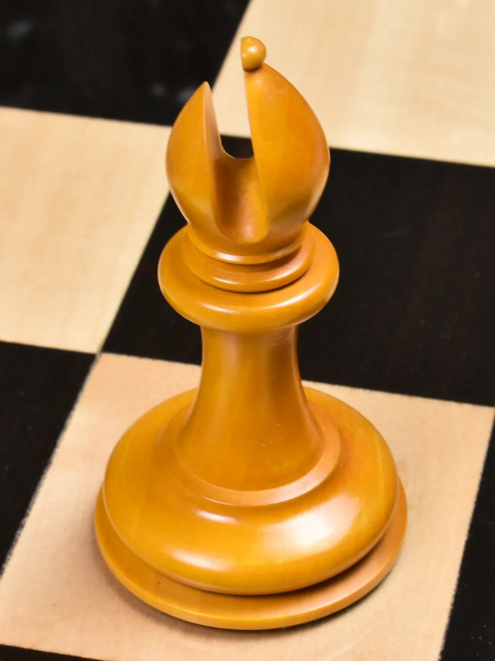 1849-50 Leuchars Cook Staunton Chess Pieces Ebony Wood &amp; Antiqued Boxwood - 4.5" - image 1