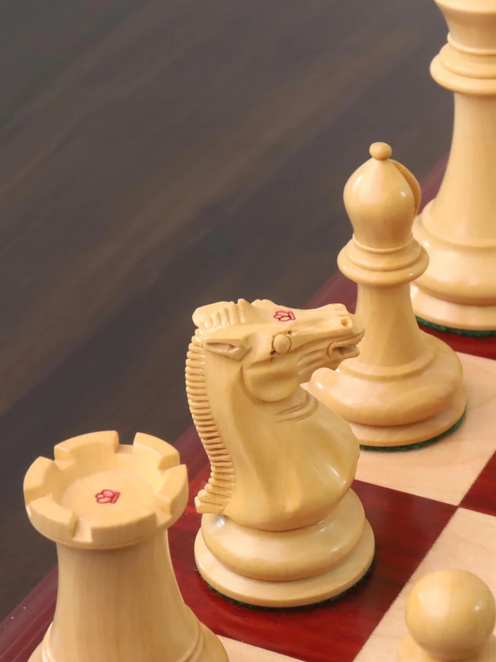 1849 Jacques Cook Staunton Collectors Chess Pieces - Bud Rosewood - 3.75"