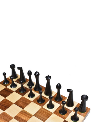 Hermann Ohme Chess Set - 3.6" Ebonised Boxwood Pieces with Golden Rosewood Board and Box