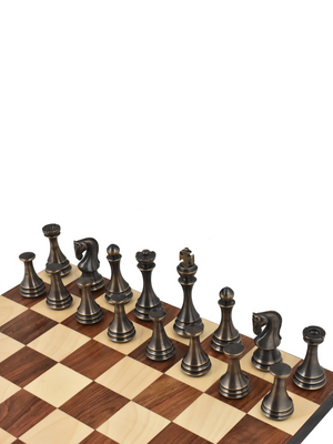 Pièces d'échecs de luxe en métal argenté de Zagreb (taille King : 11,2 cm)