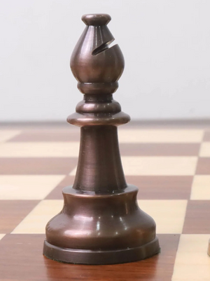 3.2" Pro Staunton Antiqued Copper Brass Metal Luxury Chess Pieces - 3.2" King