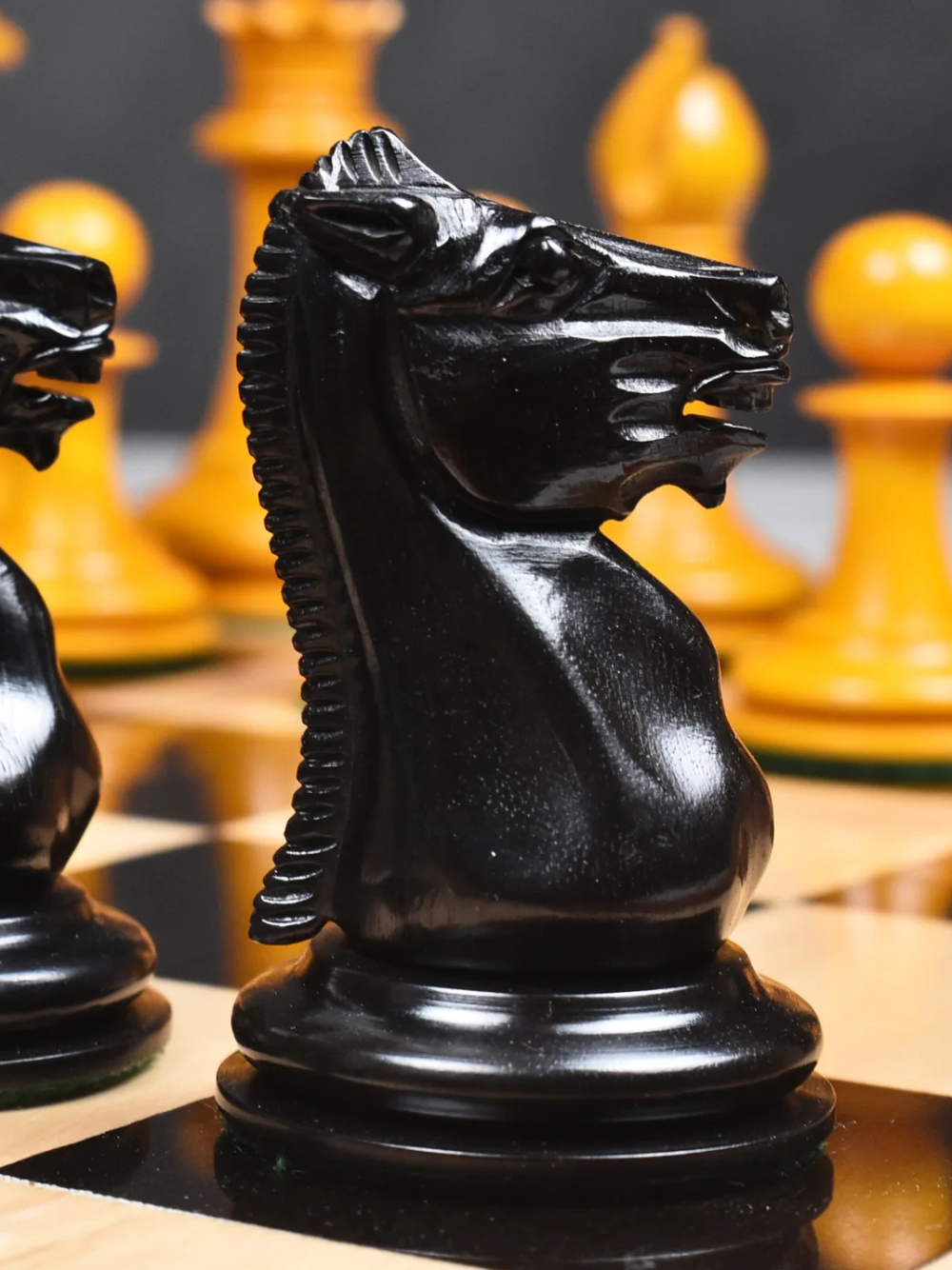 1849-50 Leuchars Cook Staunton Chess Pieces Ebony Wood & Antiqued Boxwood - 4.5"