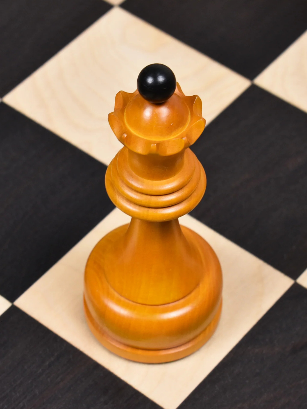 1960's Soviet Championship Tal Chess Set - Antiqued Boxwood Pieces with 21" Board & Box