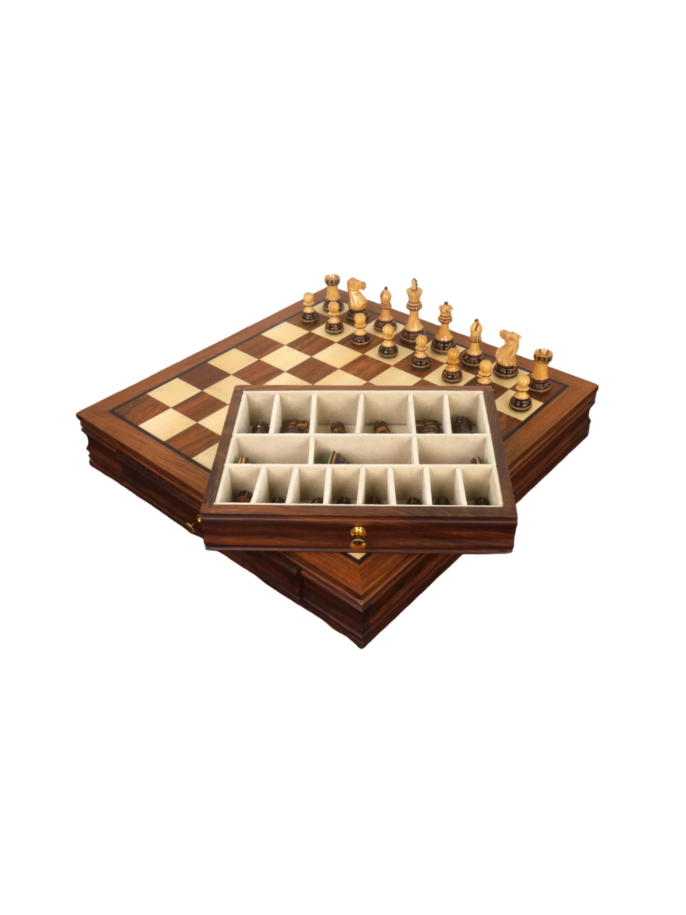 20” Legacy Golden Rosewood Chess Board with 4” Professional Staunton Pieces (Gloss Finish)