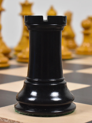 1852-55 Harrwitz Staunton Chess Pieces Antiqued Boxwood and Ebony - 3.5" King