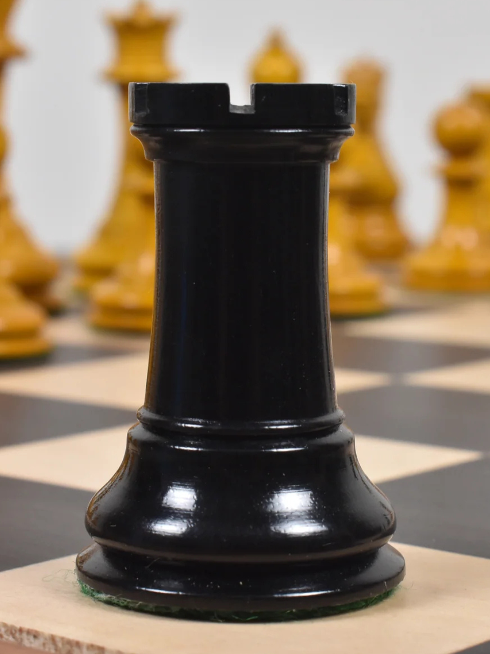 3.5" 1852-55 Harrwitz Staunton Chess Pieces Antiqued Boxwood & Ebony
