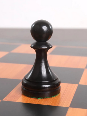 1935 Botvinnik Flohr-II Soviet Chess Pieces - Distress Antiqued Boxwood & Ebonised Boxwood - 4.4" King