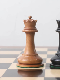 Jeu d'échecs Cooke type Staunton 1850 - Pièces en bois d'ébène et buis vieilli avec plateau et boîte