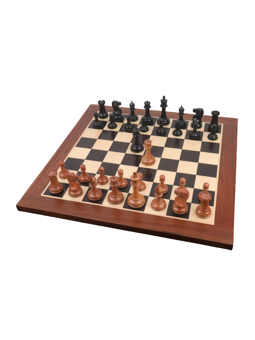 Jeu d'échecs Staunton type Cooke de 1849 - Pièces en bois d'ébène et buis vieilli, avec échiquier et coffret
