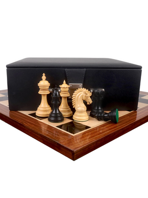 Dragon Luxury Staunton Chess Set - Ebony Pieces with Board & Box