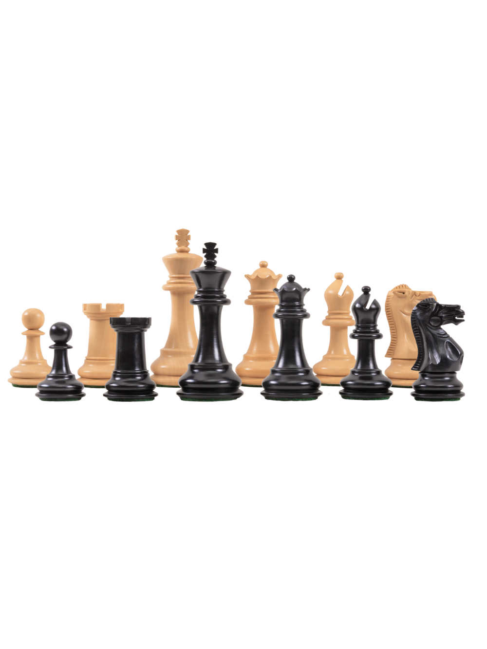 The York Series Chess Pieces - 3.5" King (Ebonised Boxwood and Natural Boxwood)