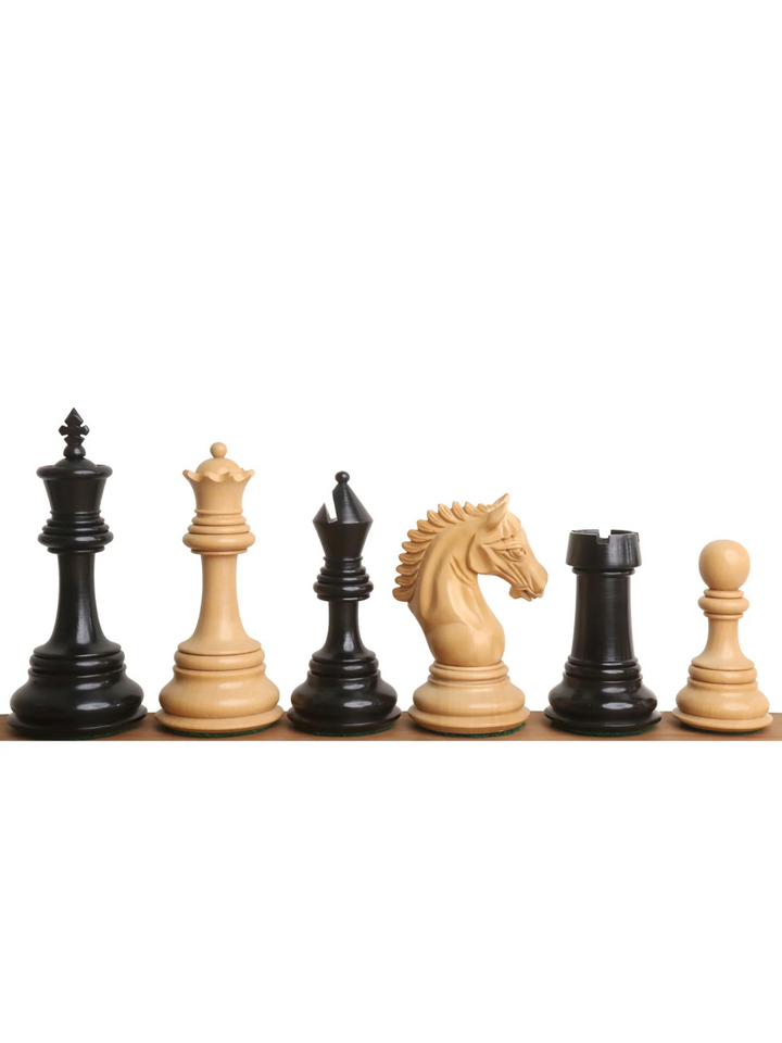 4.5" Tilted Knight Luxury Staunton Chess Pieces Ebony Wood &amp; Boxwood