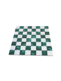 15'' Borderless Solid Malachite Stone Luxury Chess Board - Green and White Semi Precious Stone