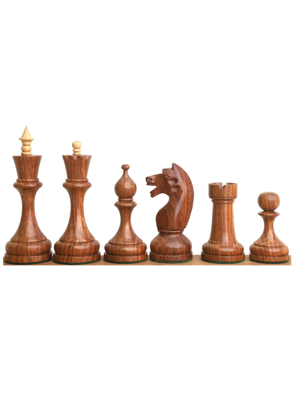Pièces d'échecs soviétiques russes des années 1960, 4,5 pouces, doublement lestées, en palissandre doré