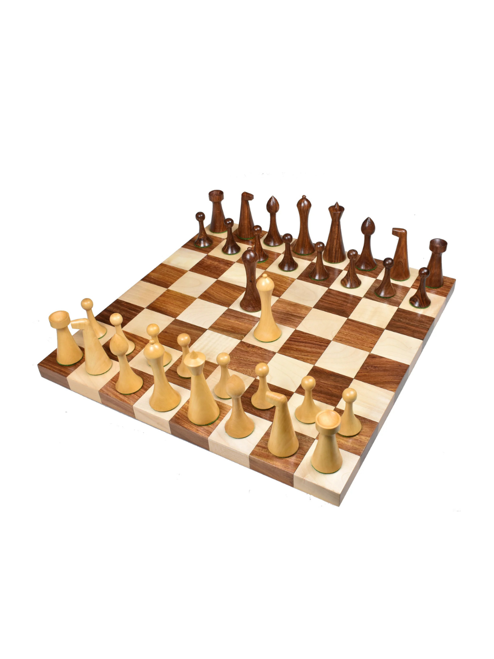 3.6" Herman Ohme Minimalist Chess Pieces - Weighted Golden Rosewood