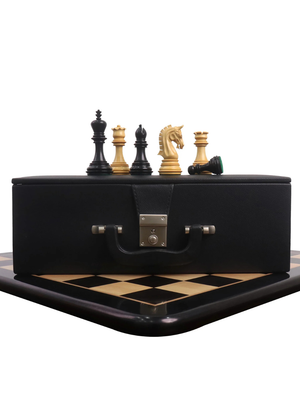 3.8" Imperial Staunton Luxury Ebony Wood Chess set 21" Ebony Chess Board and Box