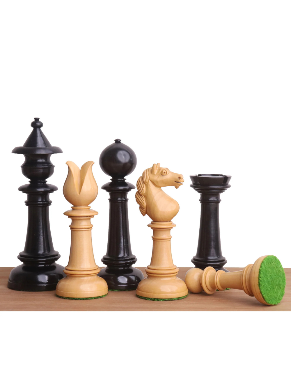 Pièces d'échecs droites pré-Staunton Edinburgh Northern 4" en bois d'ébène