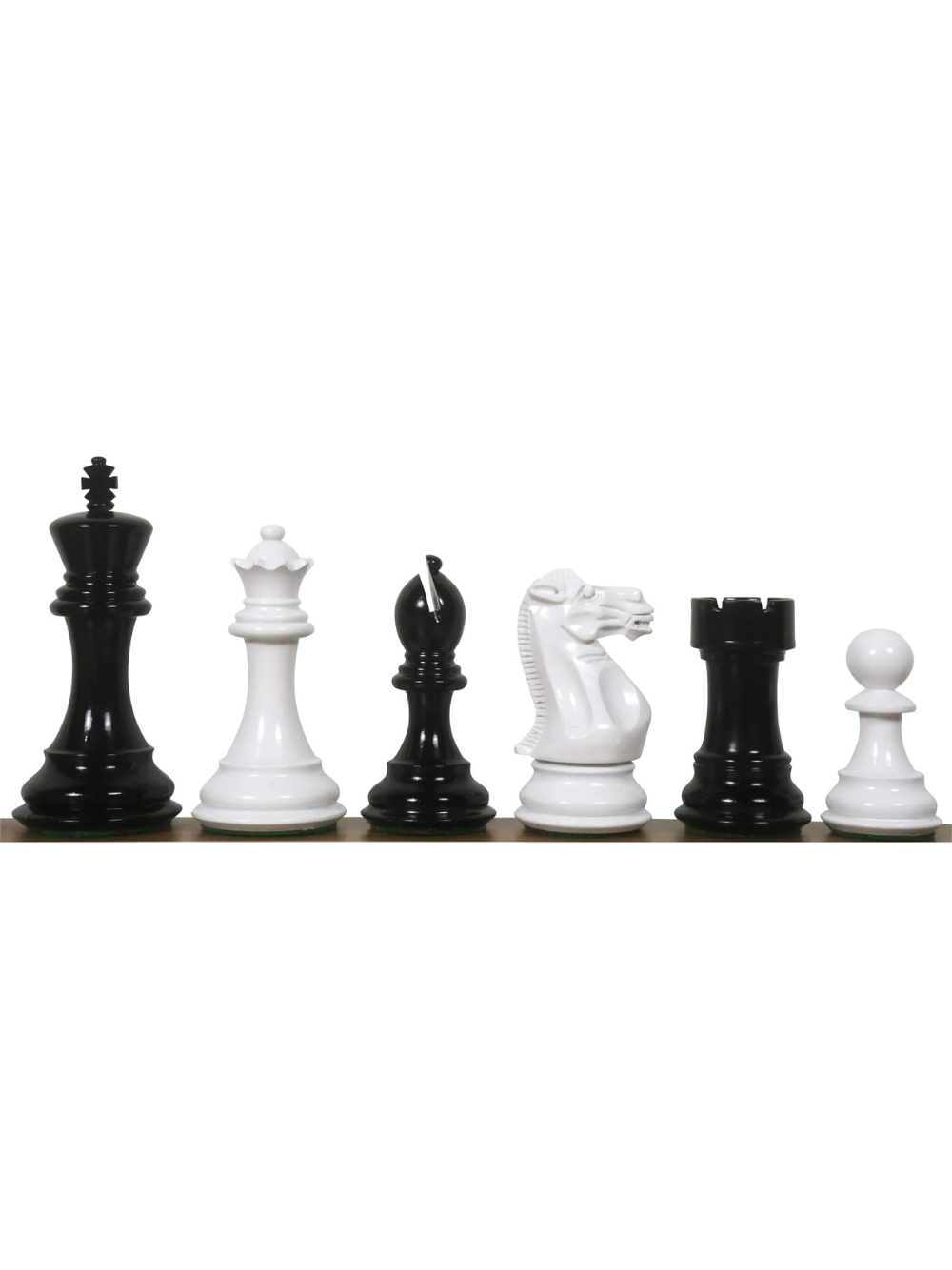 4.1" Pro Staunton Lacquered Wooden Chess Pieces Black & White