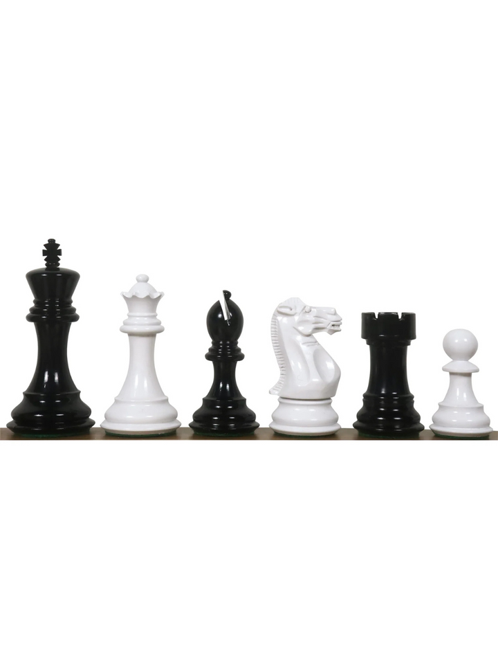 4.1" Pro Staunton Lacquered Wooden Chess Pieces Black &amp; White