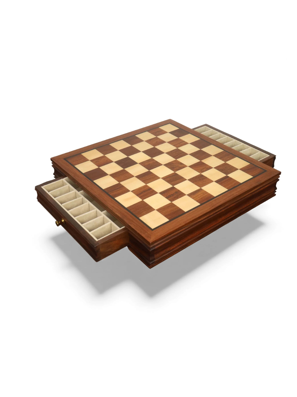 20” Legacy Golden Rosewood Luxury Chess Board with Velvet Storage Drawers