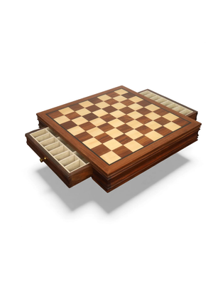 20” Legacy Golden Rosewood Luxury Chess Board with Velvet Storage Drawers