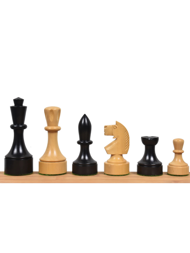 Pezzi di Scacchi Staunton Bundesform Tedeschi - Legno di Bosso Ebonizzato - Re 3,8"