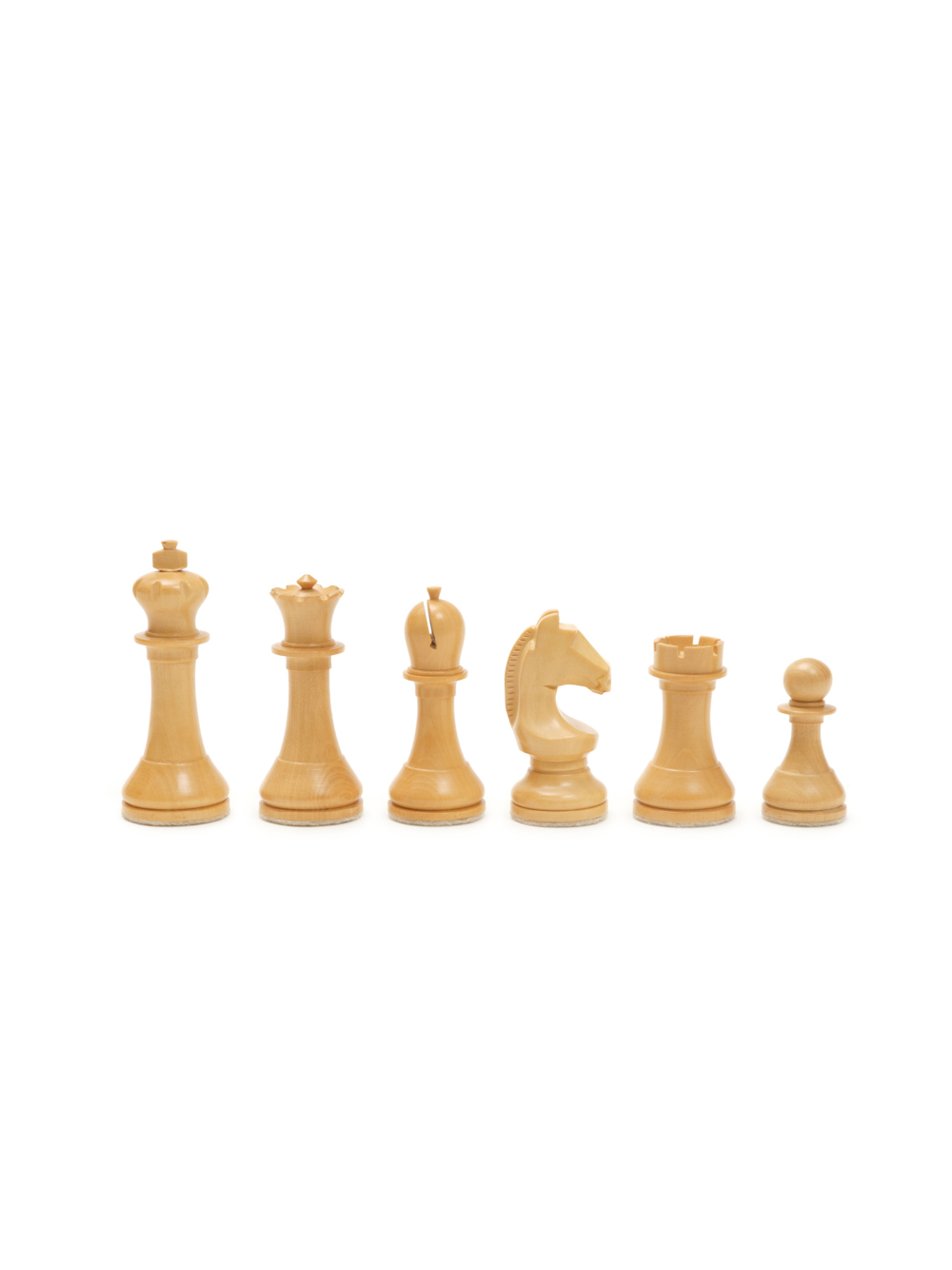 Pièces pour jeu d'échecs German STAUNTON bois acacia buis - ébonisées lestées feutrées 89 mm Pièces pour jeu d'échecs German STAUNTON bois acacia buis - ébonisées lestées feutrées 89 mm