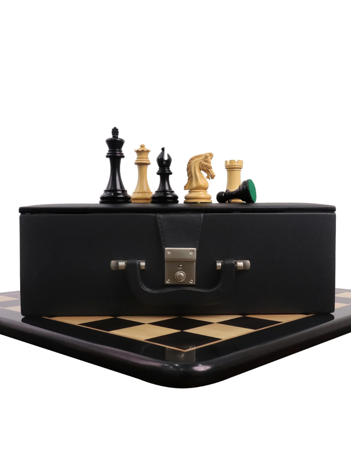 Repro 2016 Sinquefield Staunton Chess Set - Ebony Wood Pieces with Board &amp; Box