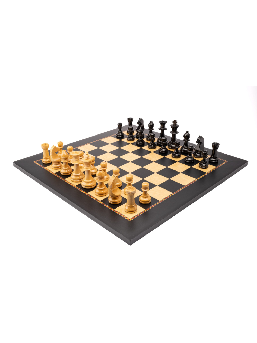 Staunton Europe chess set weighted pieces with GLOSSY finish with ‘The Queens Gambit’ board