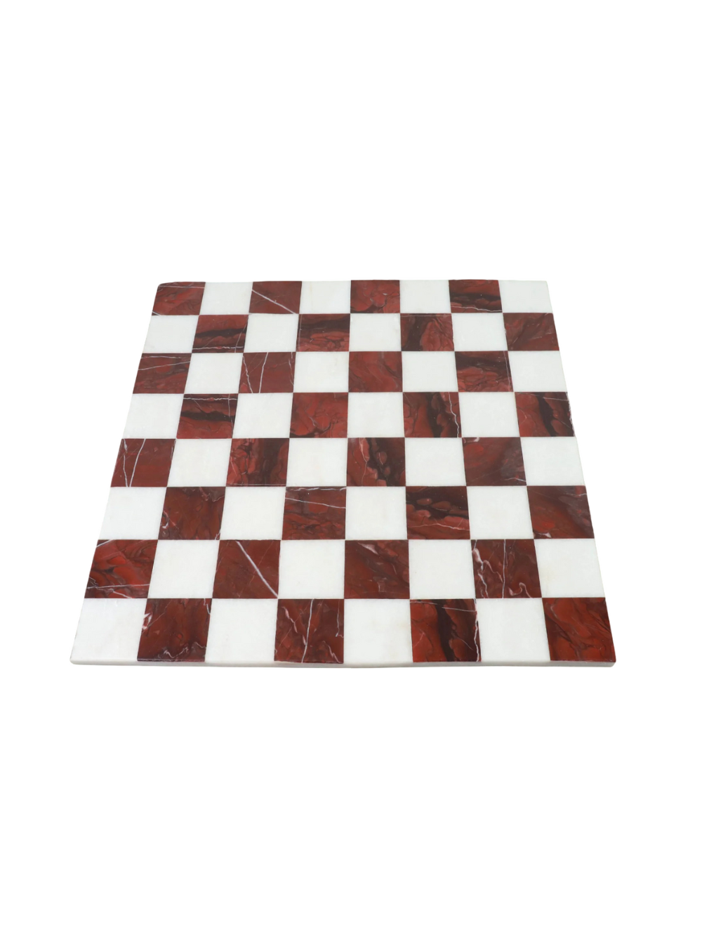 15'' Borderless Marble Stone Luxury Chess Board - Maroon Semi Precious Stones