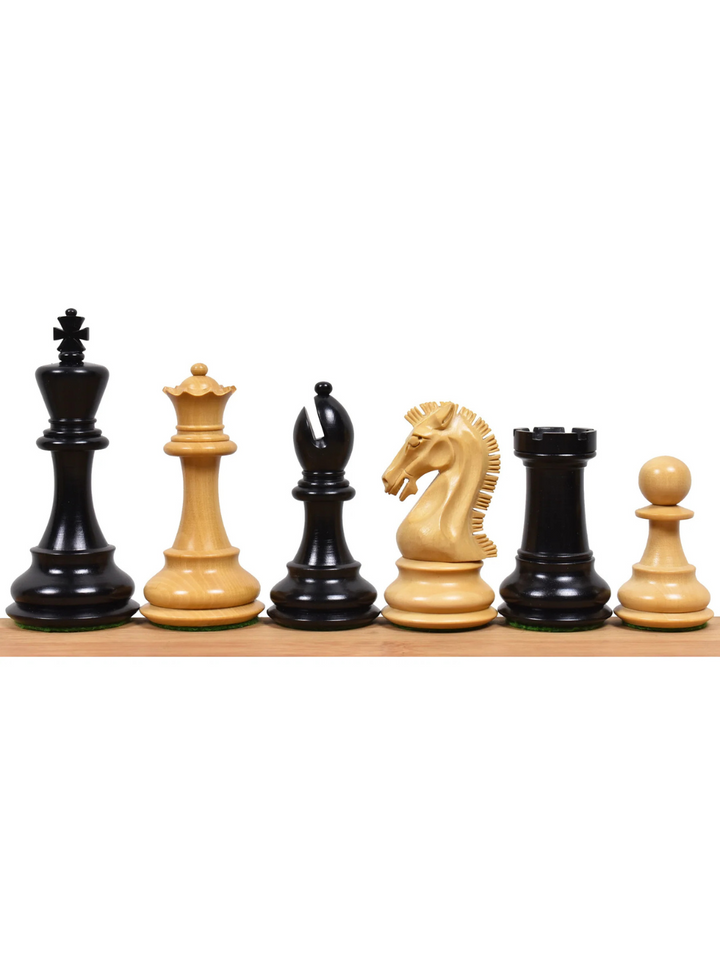 Figurki szachowe Staunton z serii Craftsman 3,9" podwójnie wyważone, z hebanowego drewna