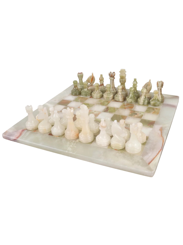 Set di scacchi artigianale in marmo e pietra Onice - 15"