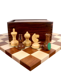 3.1" Library Chess Set - Staunton Pieces with Board and Box- Golden Rosewood