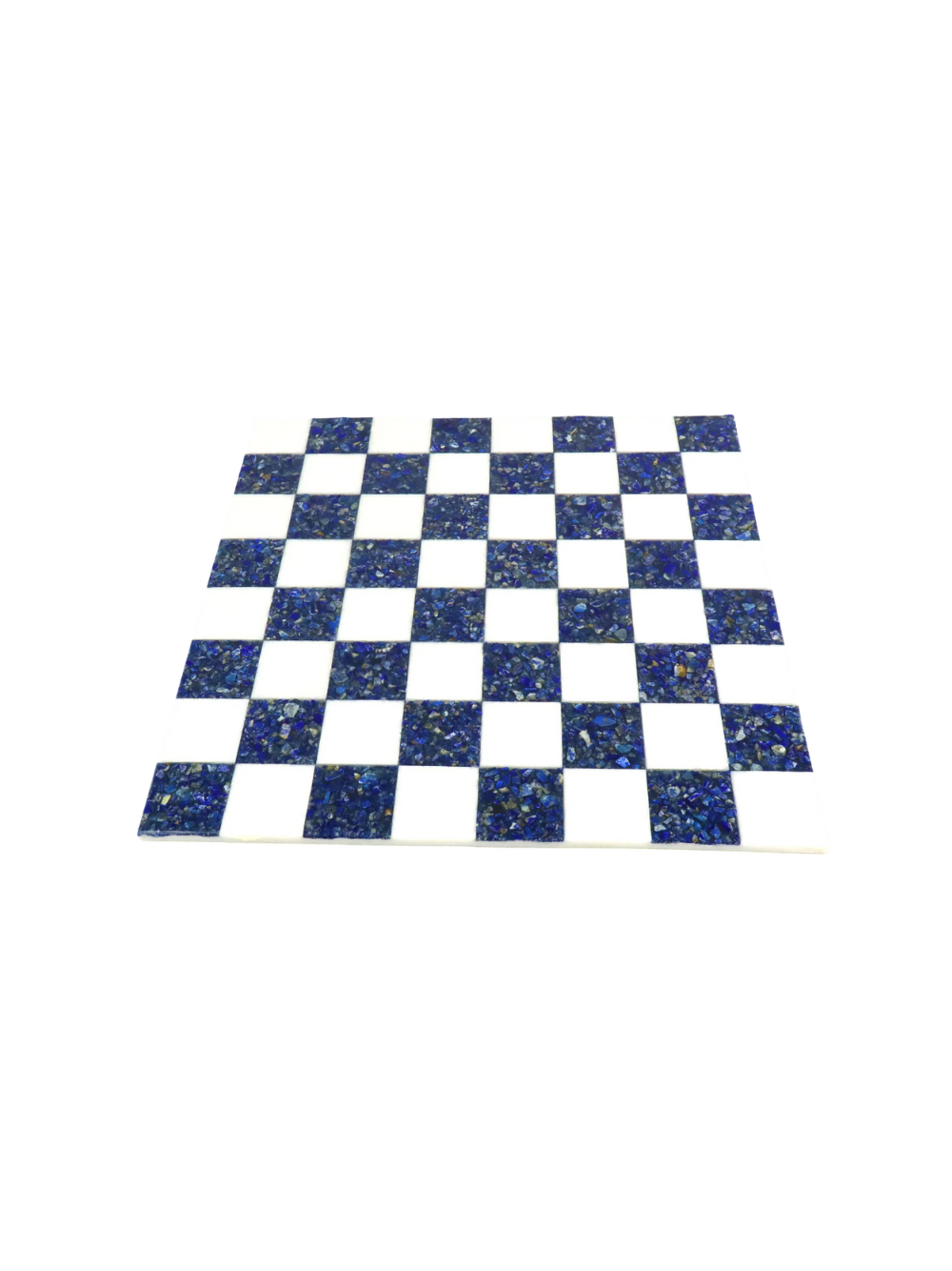 18'' Borderless Marble Stone Luxury Chess Board - Lapis lazuli Blue and White