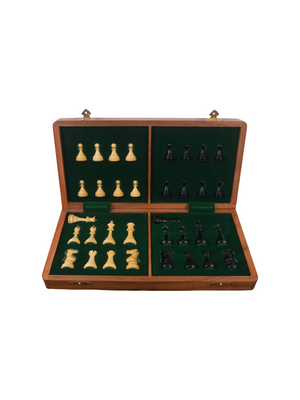 16" Premier Series Magnetic Travel Chess Set- Ebony & Maple Wood Board with Ebonised Boxwood Pieces - image 1