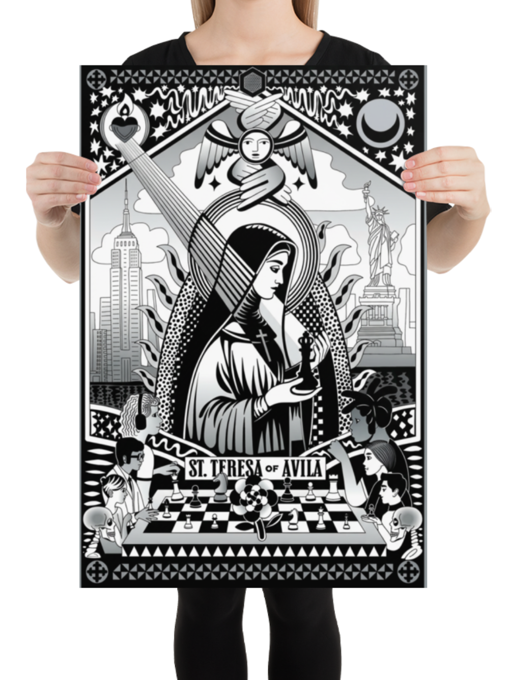 Sainte Thérèse, patronne des échecs (Impression en noir et blanc) 