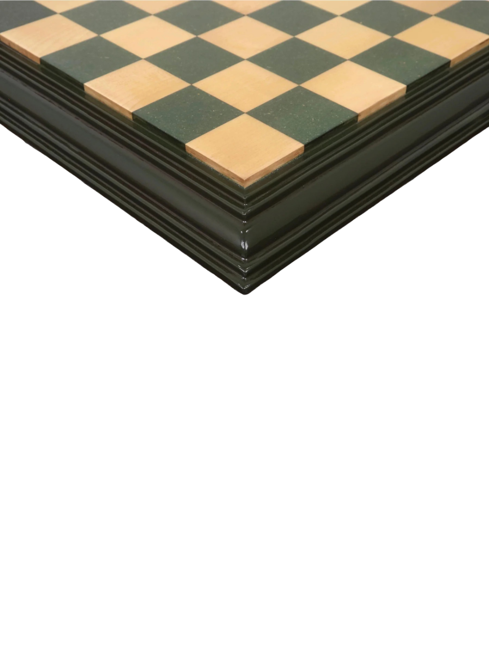 21" Green & Maple HDMR Chess Board – Handcrafted Greenply HDMR Wood Board with Decorative Edges