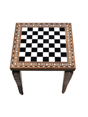 Table d'échecs en bois 14" – Série Bibliothèque en palissandre doré et ivoire acrylique