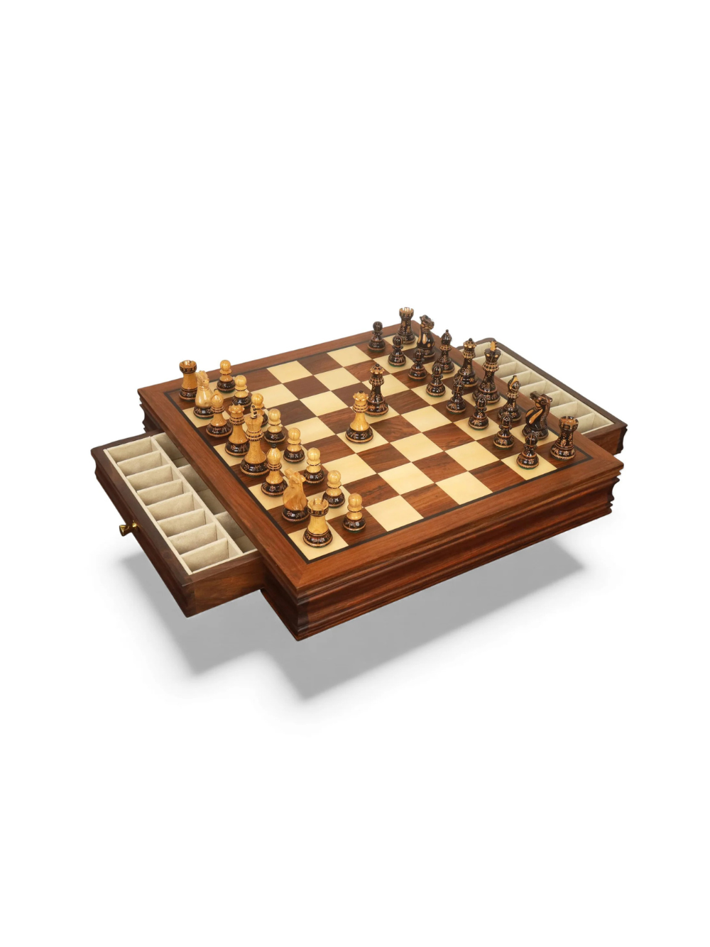 20” Legacy Golden Rosewood Chess Board with 4” Professional Staunton Pieces (Gloss Finish)