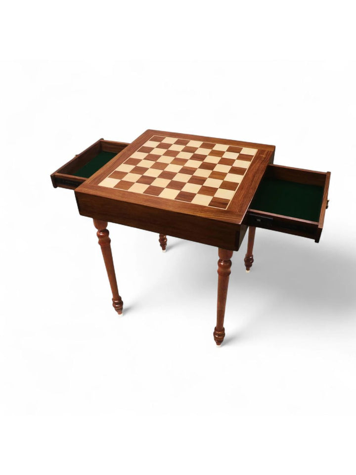 Tournament Chess Table with Drawers - Golden Rosewood &amp; Maple